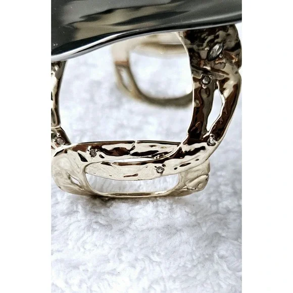 ALEXIS BITTAR liquid-molten rocky disk link Swarovski crystal bracelet cuff $435 - Picture 11 of 12